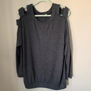 PinkBlush Grey Ladder Cut Maternity Sweater